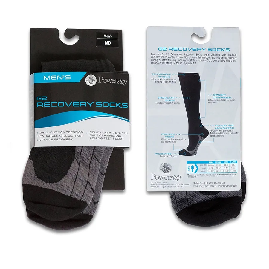 PowerStep G2 Compression Socks - Black and Gray Small : Men's 7 & Under