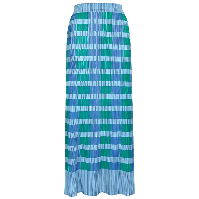 Pre Order:  Elegant Plaid Pleated Straight Skirt