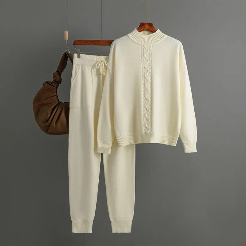 Pre Order: Fried Dough Twists Knitting Sweater   Pants Set