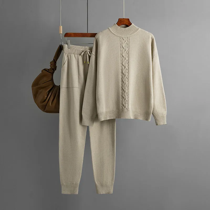 Pre Order: Fried Dough Twists Knitting Sweater   Pants Set