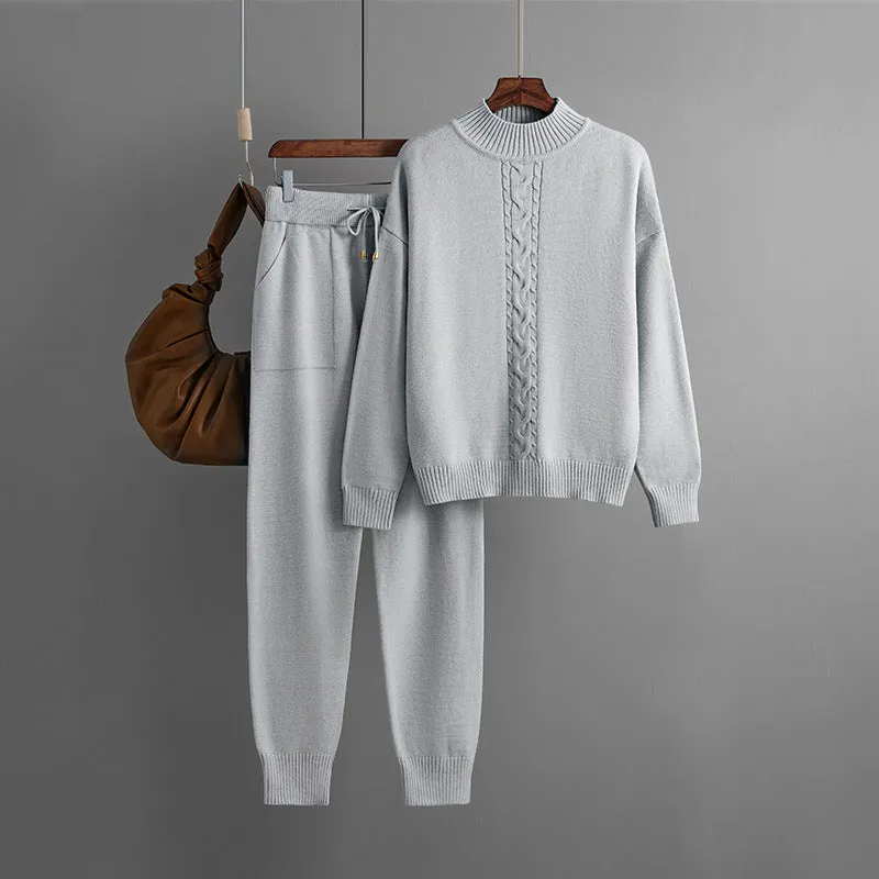 Pre Order: Fried Dough Twists Knitting Sweater   Pants Set