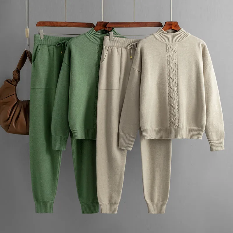 Pre Order: Fried Dough Twists Knitting Sweater   Pants Set