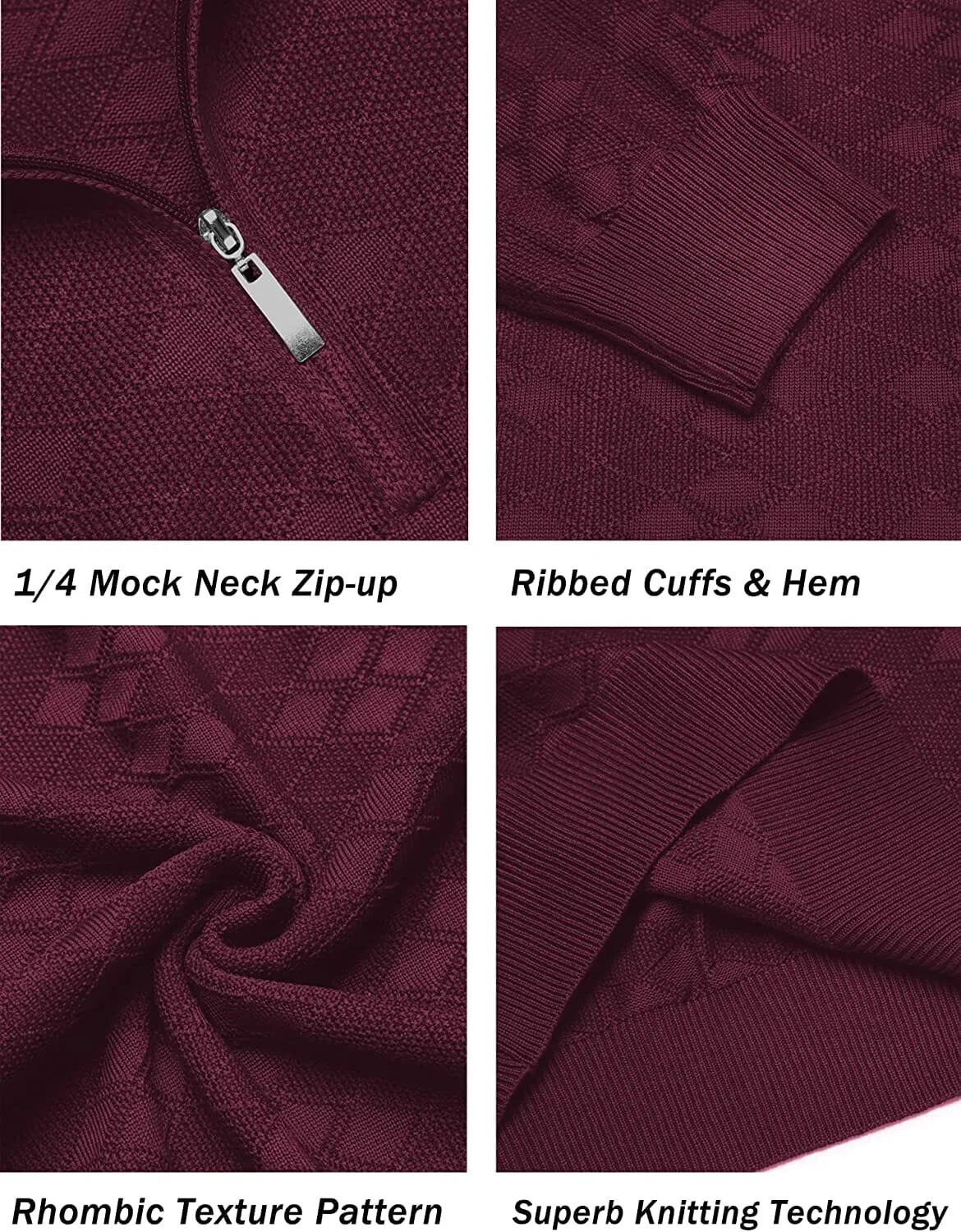 Quarter Zippper Mock Neck Pullover Sweater (US Only)