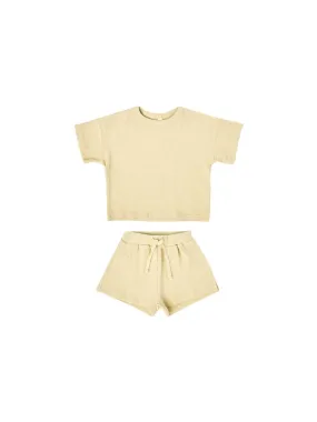 Quincy Mae Baby & Toddler Yellow Organic Waffle Shorts Set