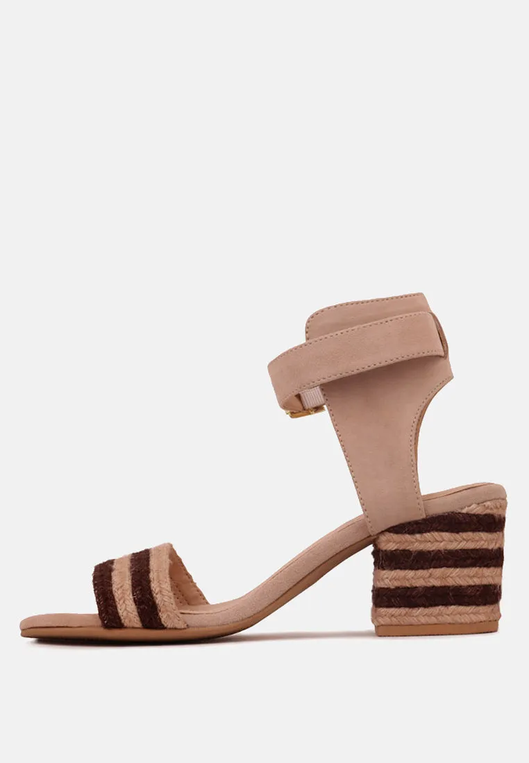 RAYNA Brown Braided Jute Strap and Suede Sandal