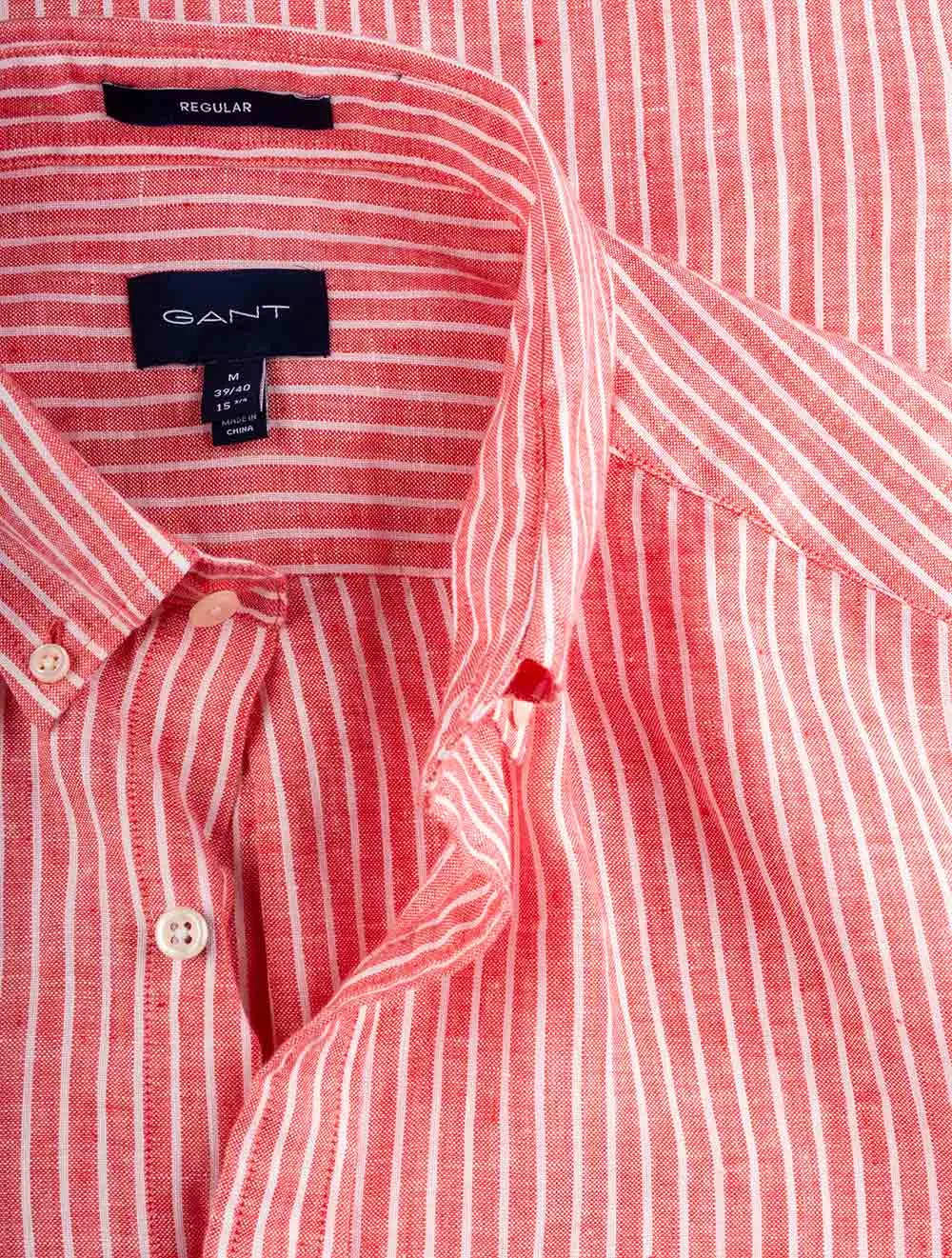 Regular Fit Stripe Linen Buttondown Watermelon Pink