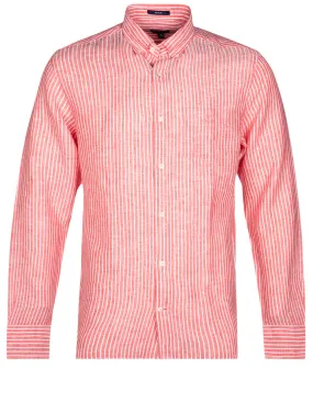 Regular Fit Stripe Linen Buttondown Watermelon Pink