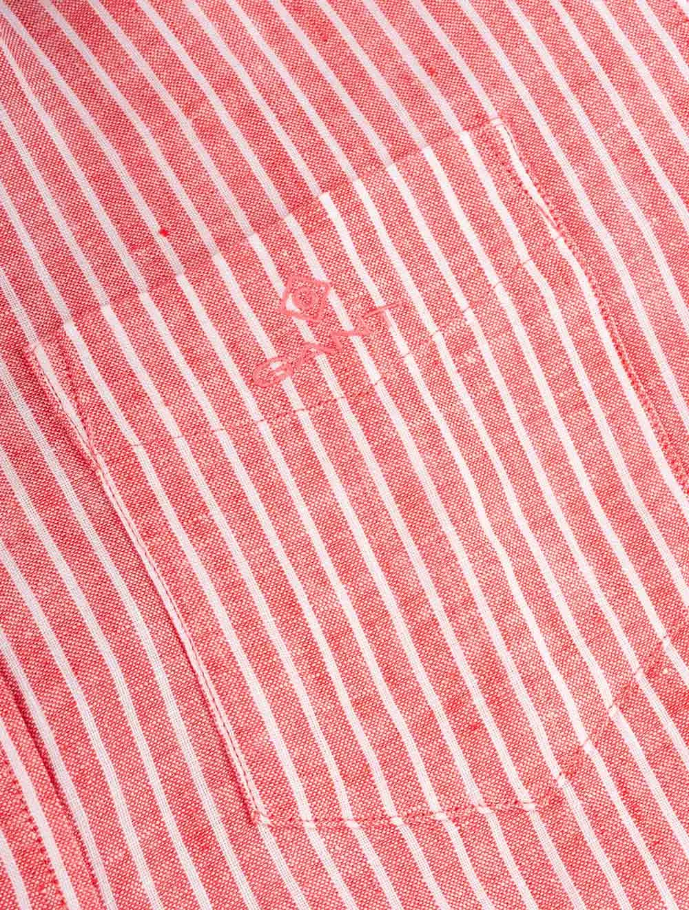 Regular Fit Stripe Linen Buttondown Watermelon Pink