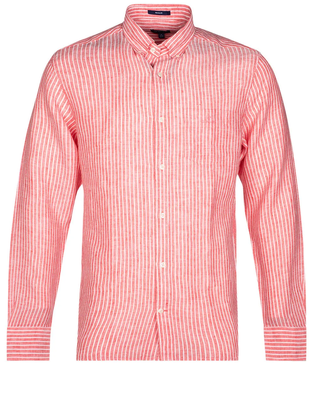 Regular Fit Stripe Linen Buttondown Watermelon Pink