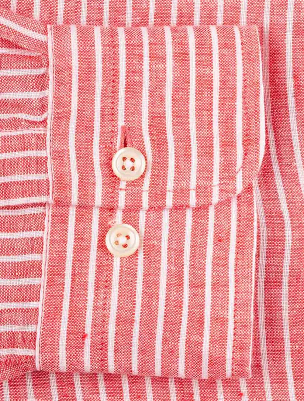 Regular Fit Stripe Linen Buttondown Watermelon Pink