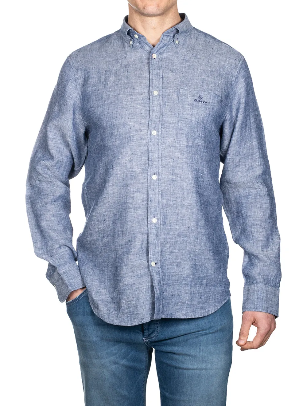 Regular Linen Shirt Button-down Persian Blue