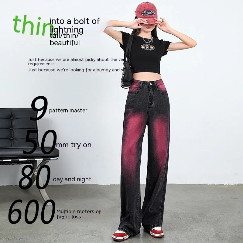 Retro Design Gradient High Waist Slimming Jeans