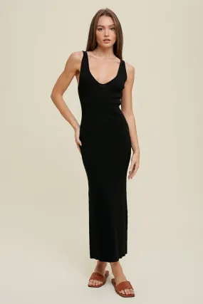 Ribbed Knit Maxi - Black