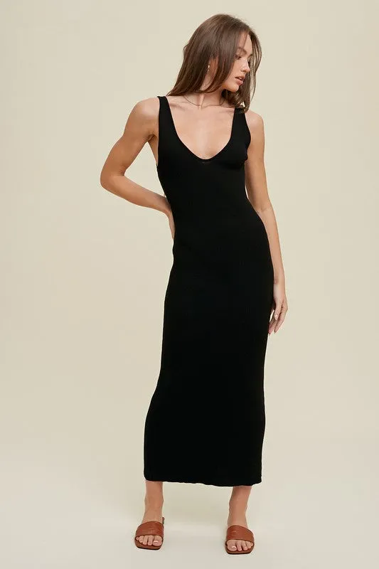 Ribbed Knit Maxi - Black