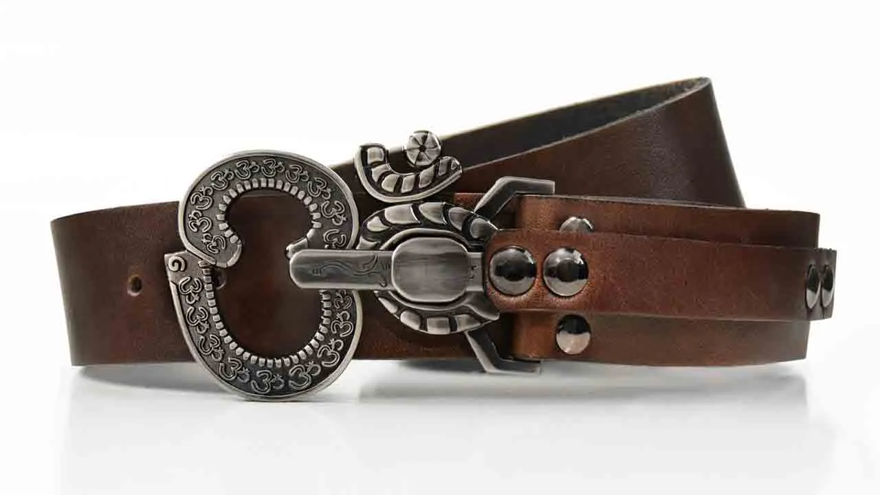 Satin Gunmetal Ohm 2.0 Buckle on Leather Belt