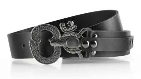 Satin Gunmetal Ohm 2.0 Buckle on Leather Belt