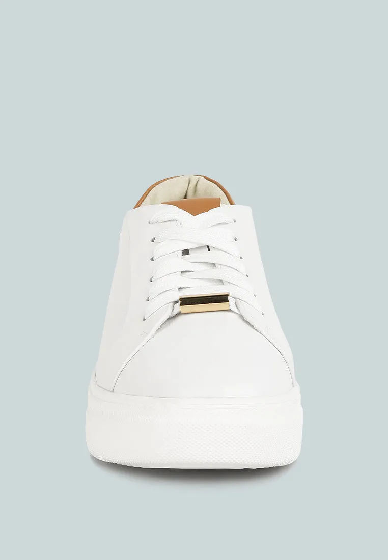 SCHICK  Lace Up Leather Sneakers in Tan