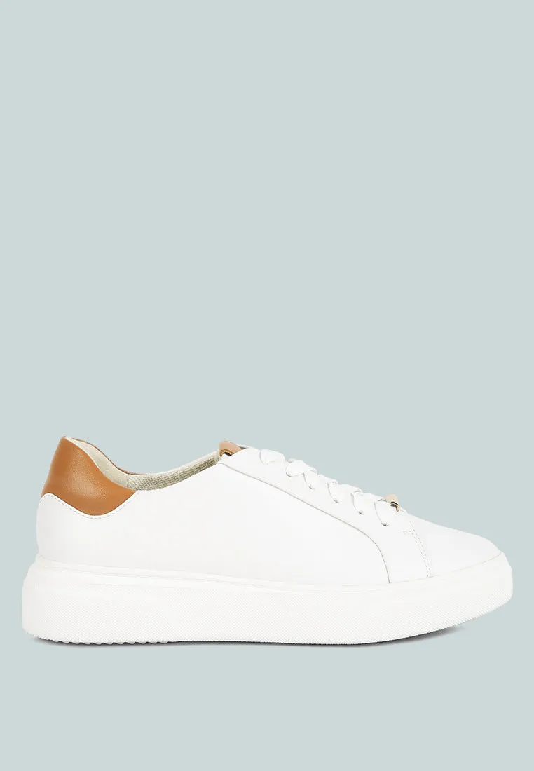 SCHICK  Lace Up Leather Sneakers in Tan