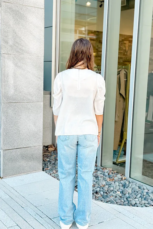 Shimmery Champagne Puff Sleeve Top