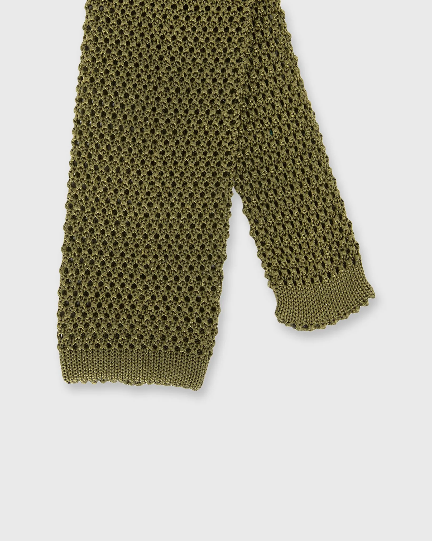 Silk Knit Tie in Olive