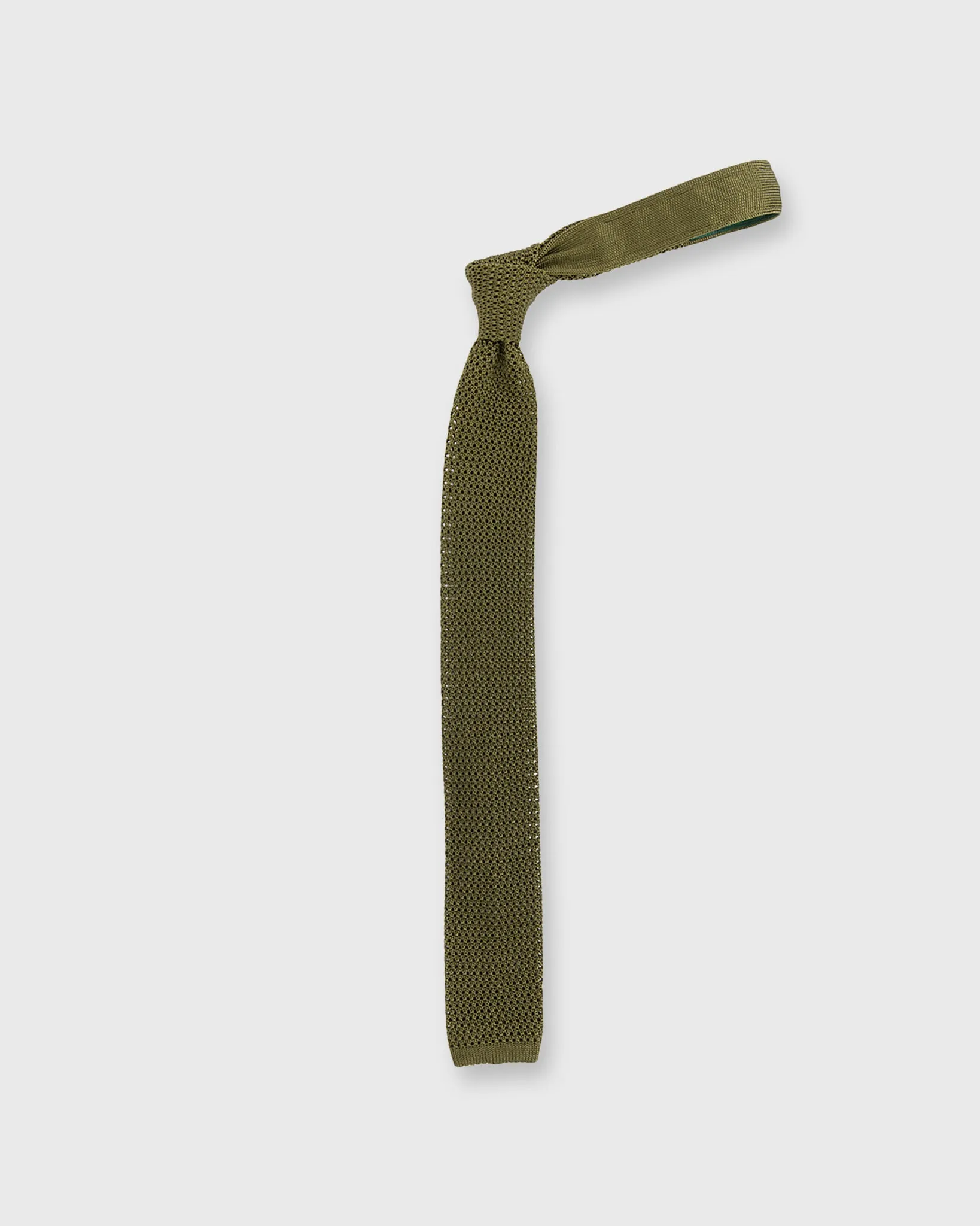 Silk Knit Tie in Olive