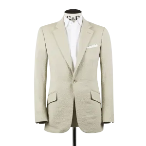 Single Breasted Notch Lapel Suit in Cream Seersucker