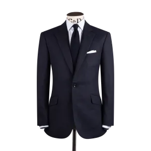 Single Breasted Notch Lapel Suit in Navy Flannel