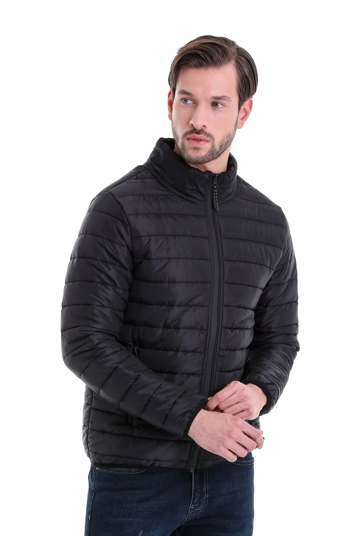 Slim Fit Ceasar Black Padded Coat