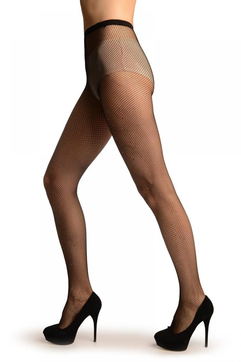 Small Fishnet With Black & Whyte Crystals Tights