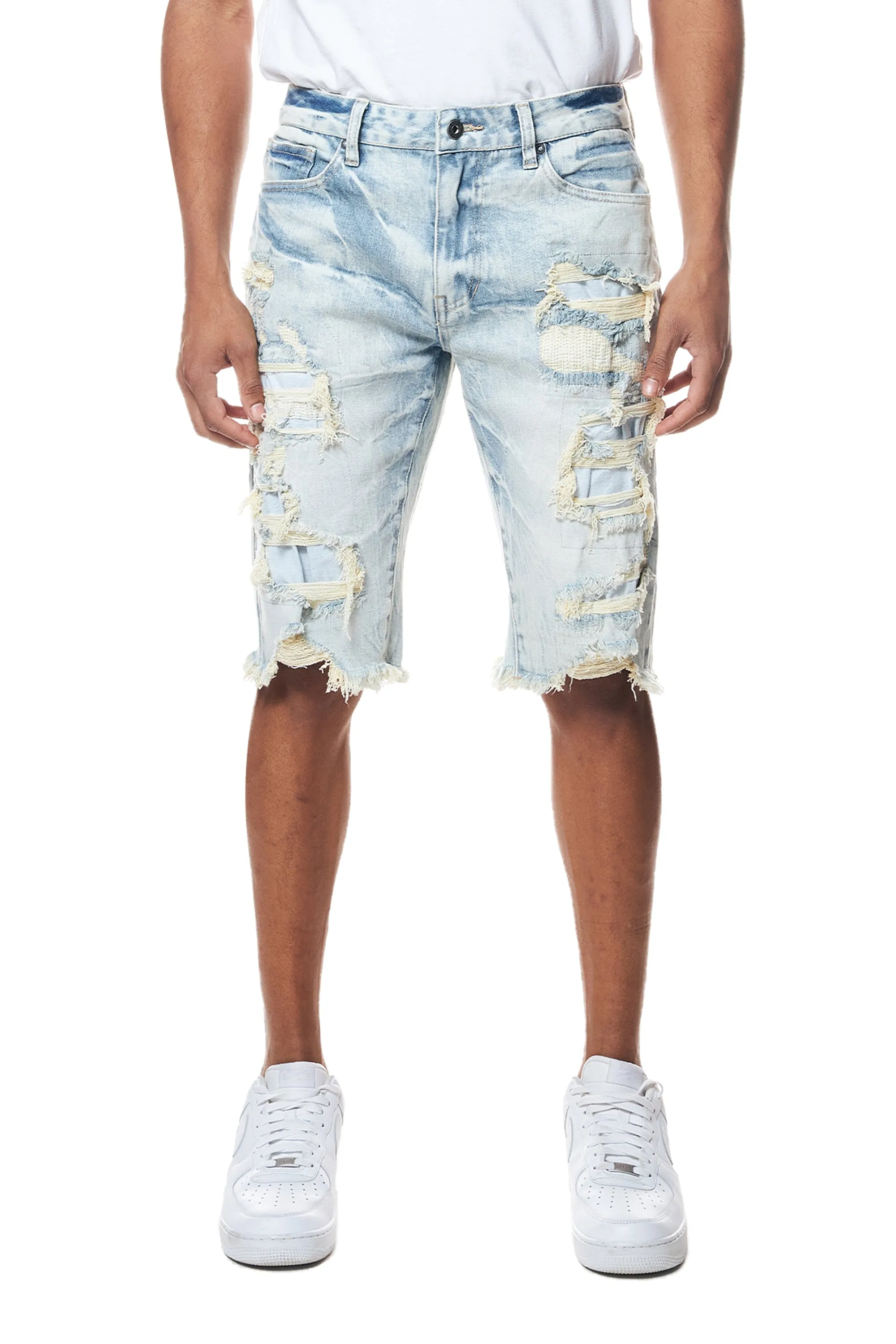 Smoke Rise Men's Distressed Rip & Repair Denim Shorts