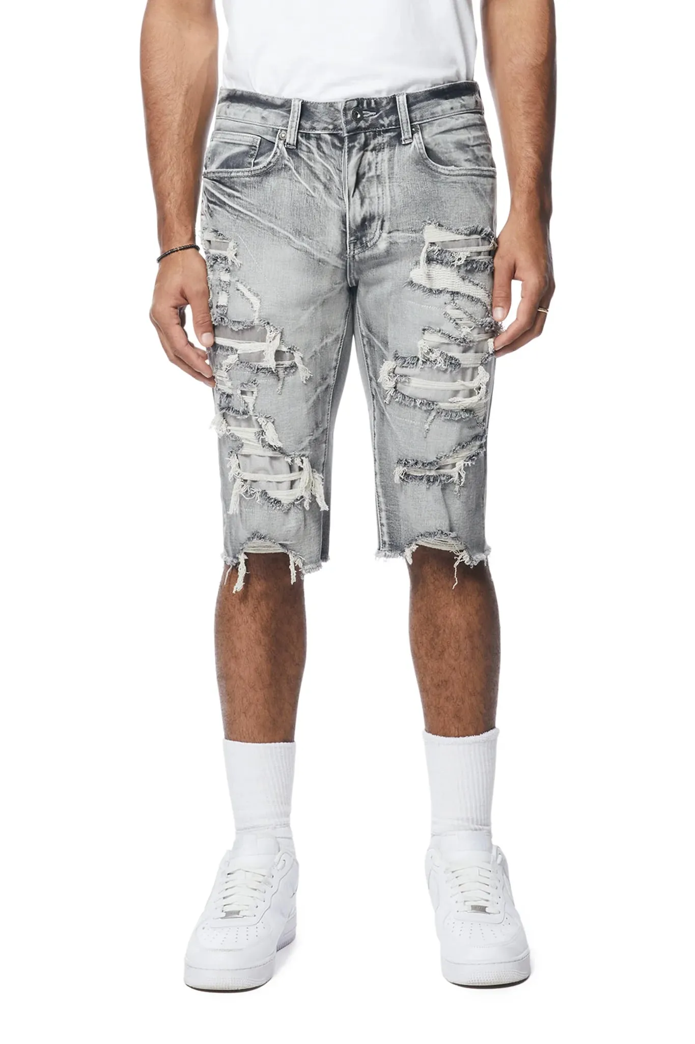 Smoke Rise Men's Distressed Rip & Repair Denim Shorts