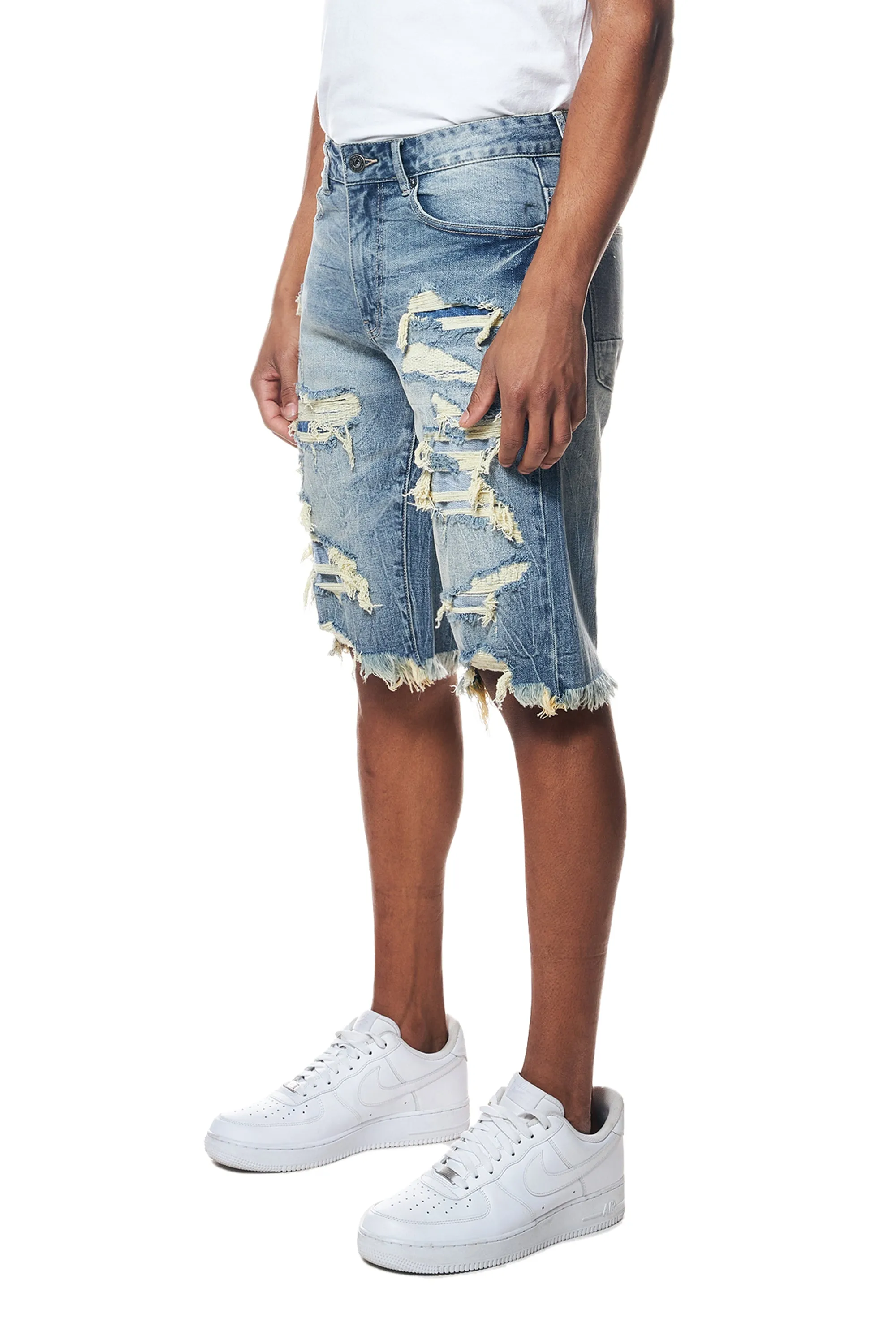 Smoke Rise Men's Distressed Rip & Repair Denim Shorts