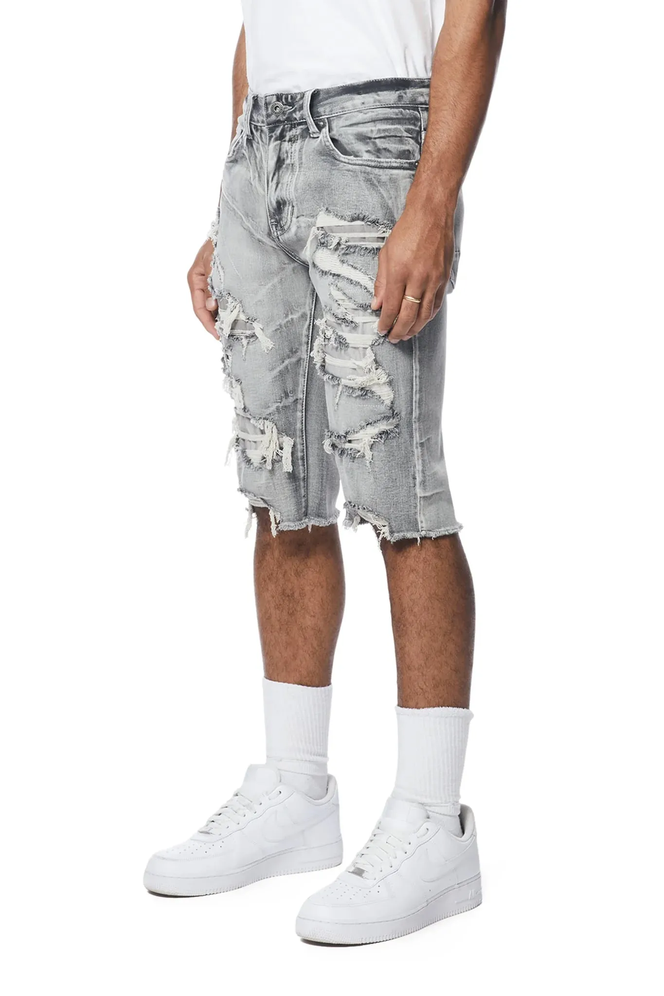 Smoke Rise Men's Distressed Rip & Repair Denim Shorts