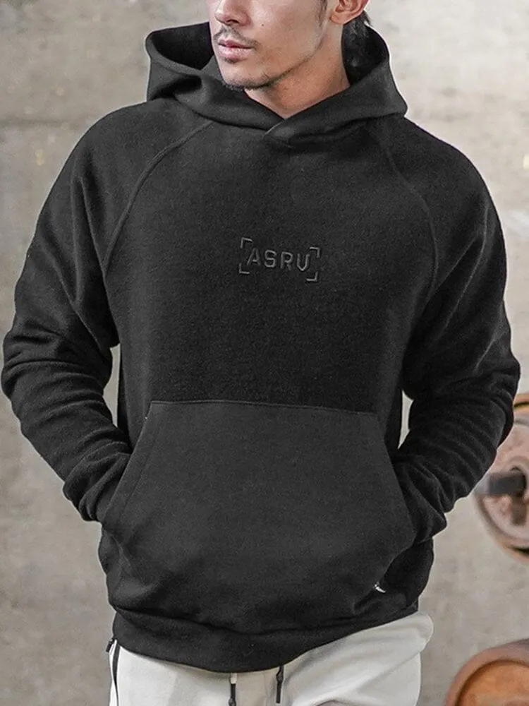 Solid Color Embroidered Hooded Padded Sweatshirt