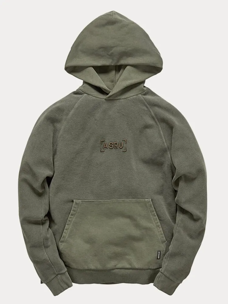 Solid Color Embroidered Hooded Padded Sweatshirt