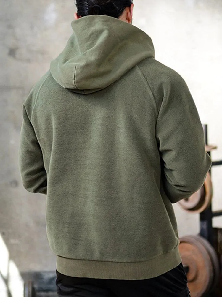 Solid Color Embroidered Hooded Padded Sweatshirt