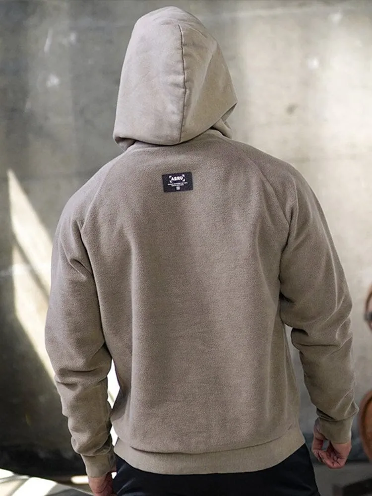 Solid Color Embroidered Hooded Padded Sweatshirt