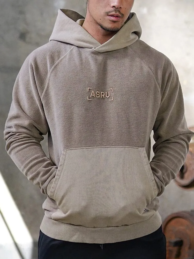 Solid Color Embroidered Hooded Padded Sweatshirt