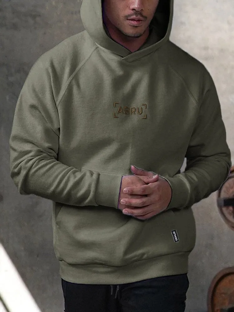 Solid Color Embroidered Hooded Padded Sweatshirt