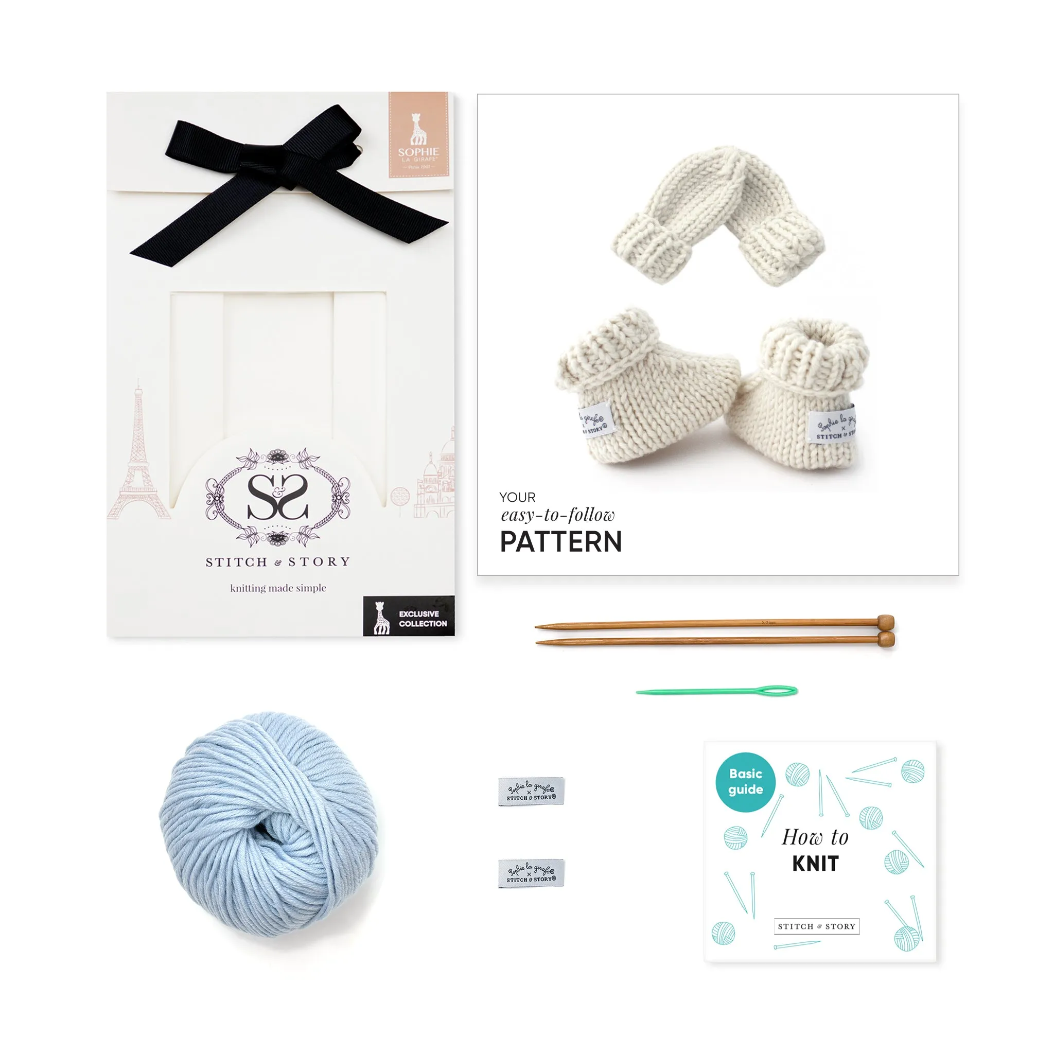 Sophie's Mini Mittens & Booties Knitting Kit Set Stitch & Story