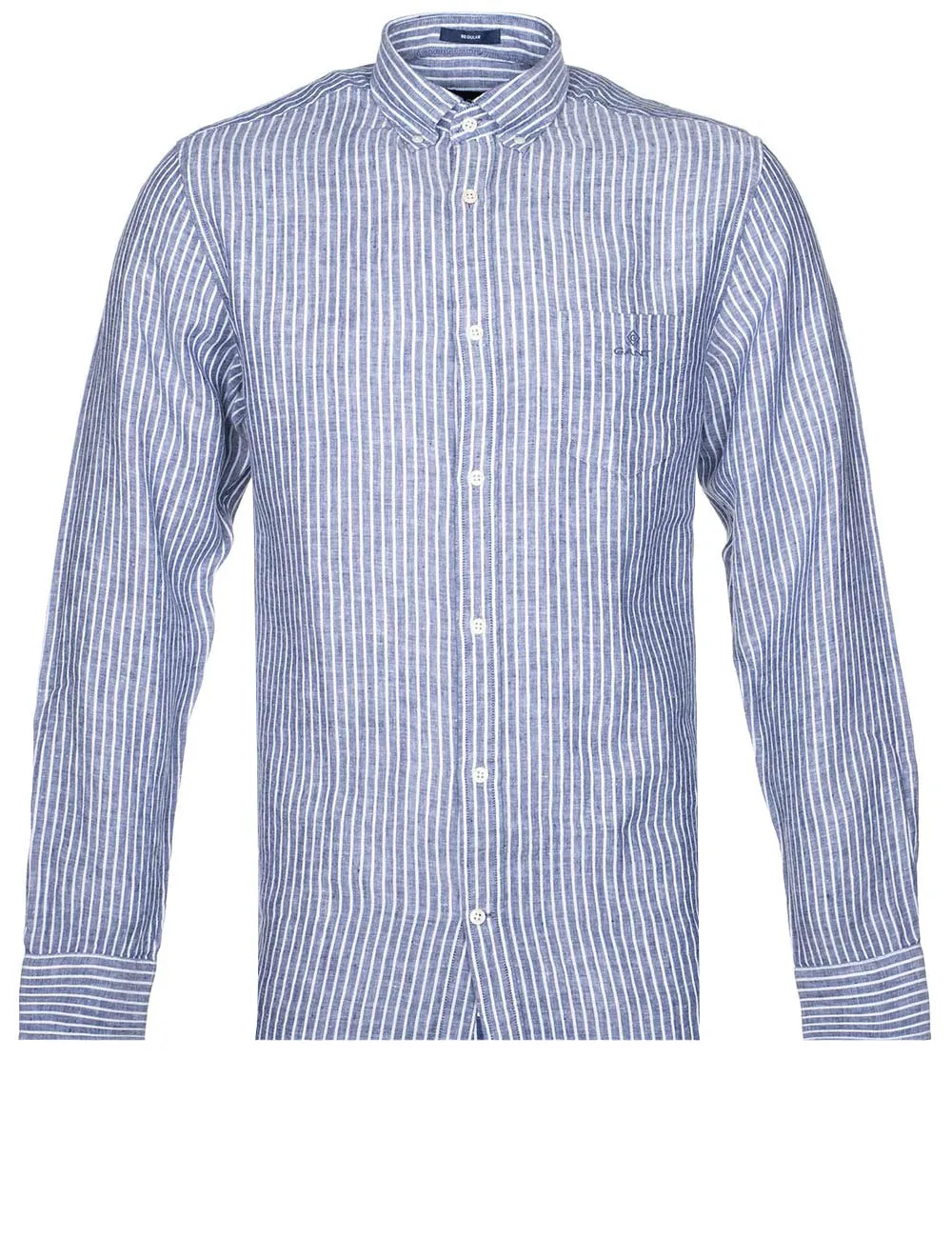 Stripe Linen Button-down Persian Blue