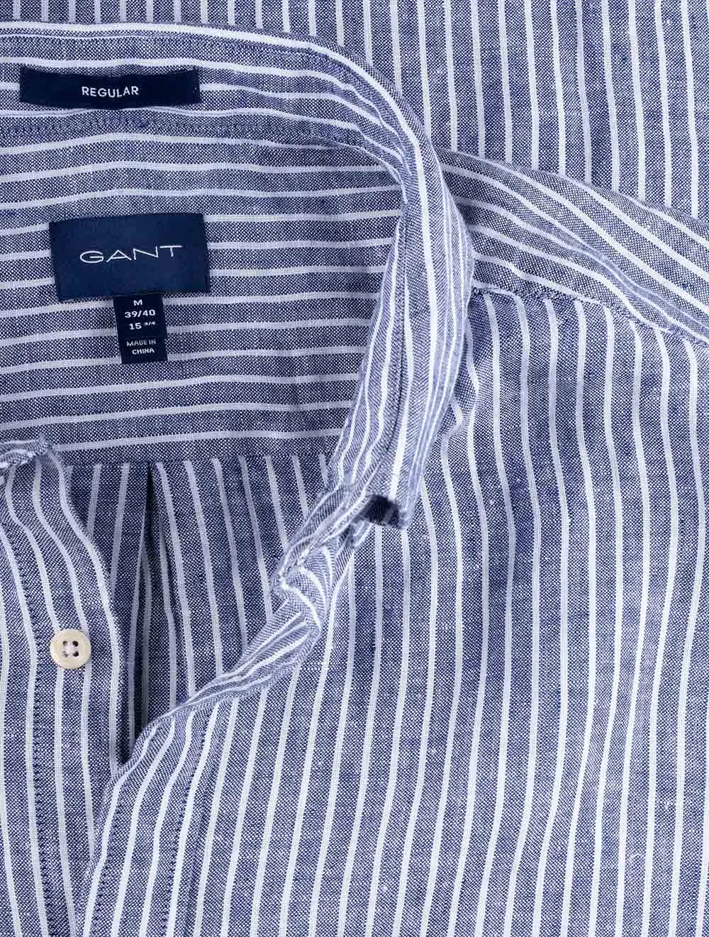 Stripe Linen Button-down Persian Blue