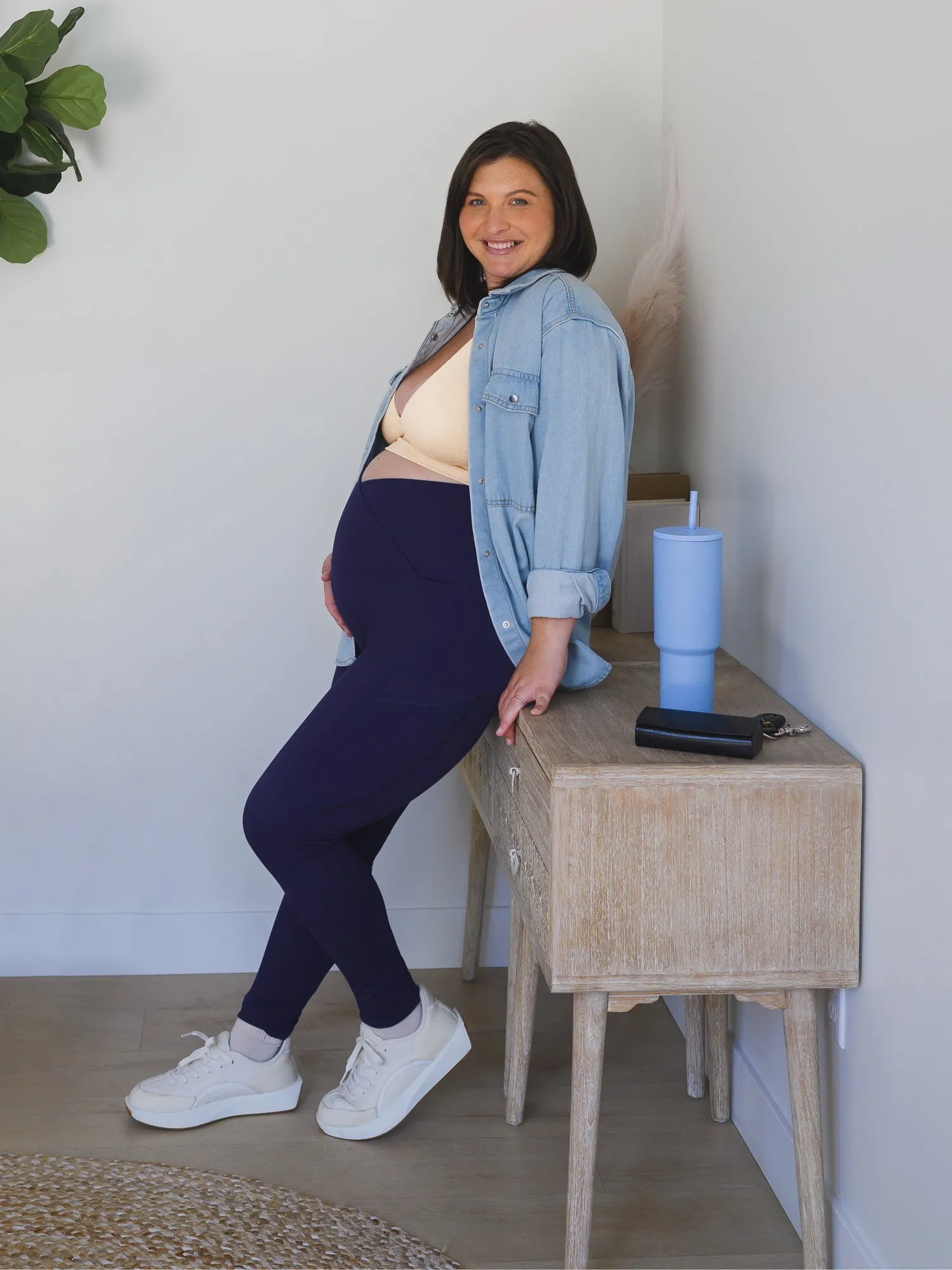 Sublime®️ Bamboo Maternity & Postpartum Crossover Legging | Navy