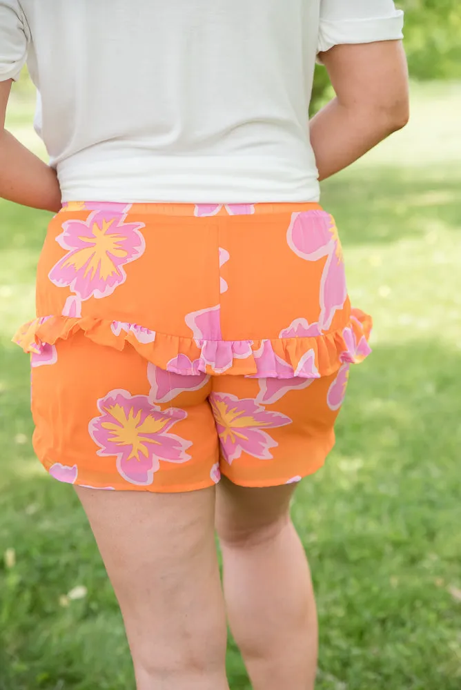 Tangerine Floral Shorts [Online Exclusive]