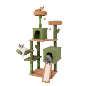 Tangkula Cactus Cat Tree, 63 Inch Tall Cat Tower with Sisal Scratching Posts