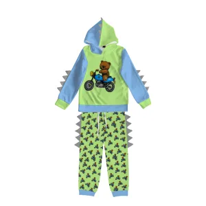 Teddy Ride Boy's Plush Dinosaur Hoodie & Pants Set