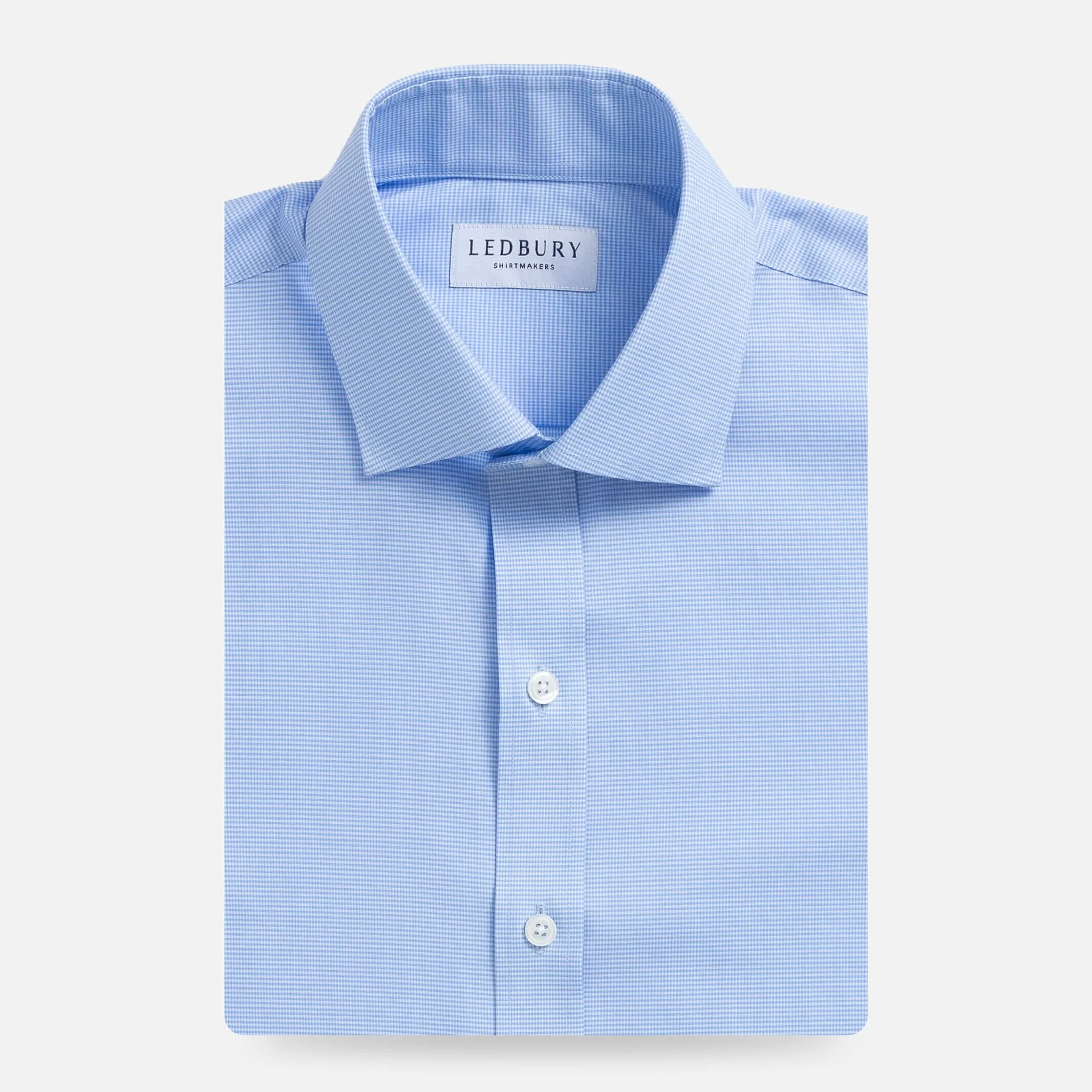 The Light Blue Kent Micro Gingham Custom Shirt