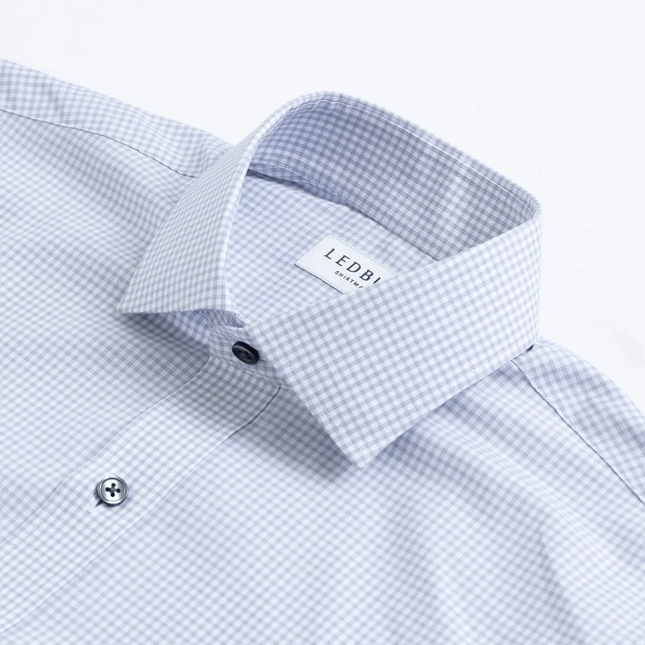 The Light Grey Kent Gingham Custom Shirt