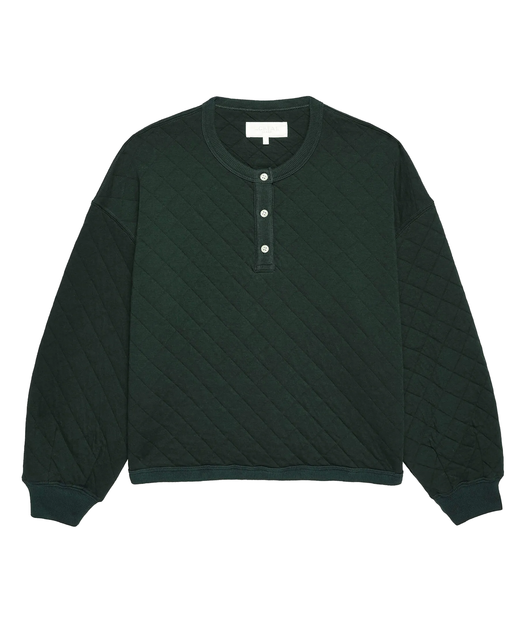 The Quilted Henley Sleep Sweatshirt. -- Pine