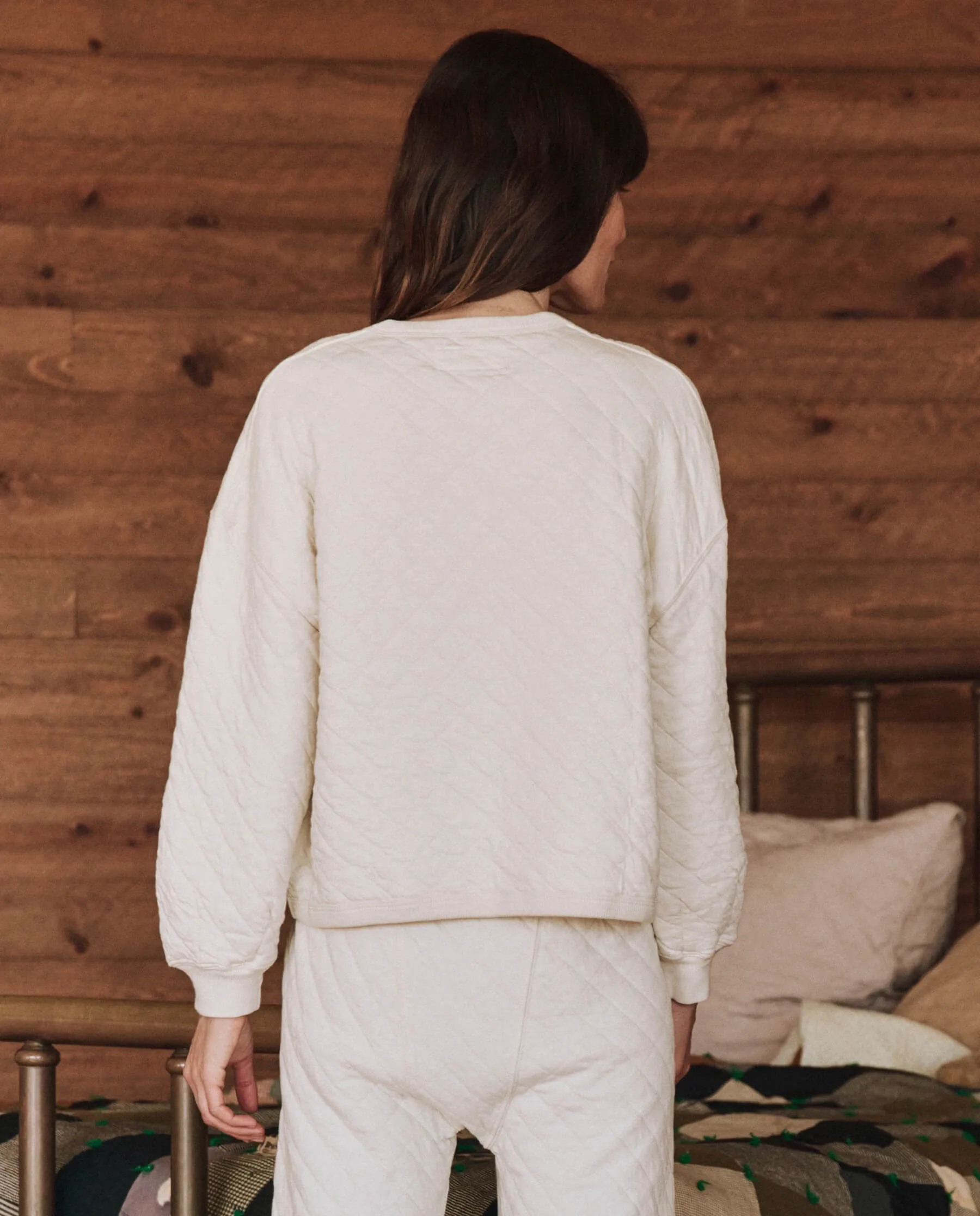 The Quilted Henley Sleep Sweatshirt. -- Washed White